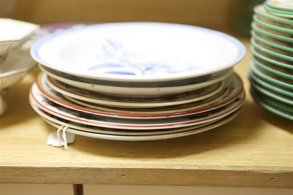 A group of 19th century Wedgwood bone china, creamware and stone china plates and dishes (17)